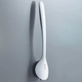 Silicone bathroom cleaning kit brush with soft rubber head and ergonomic handle in black