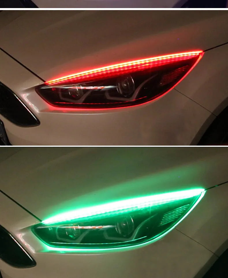 Universal RGB LED car headlights with remote control in 30cm, 45cm, and 60cm sizes for GM vehicles.