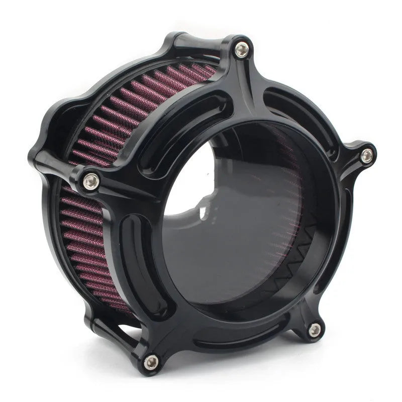 MP09-JJL aluminium car air filter in black, red, blue, or electroplated finish options.