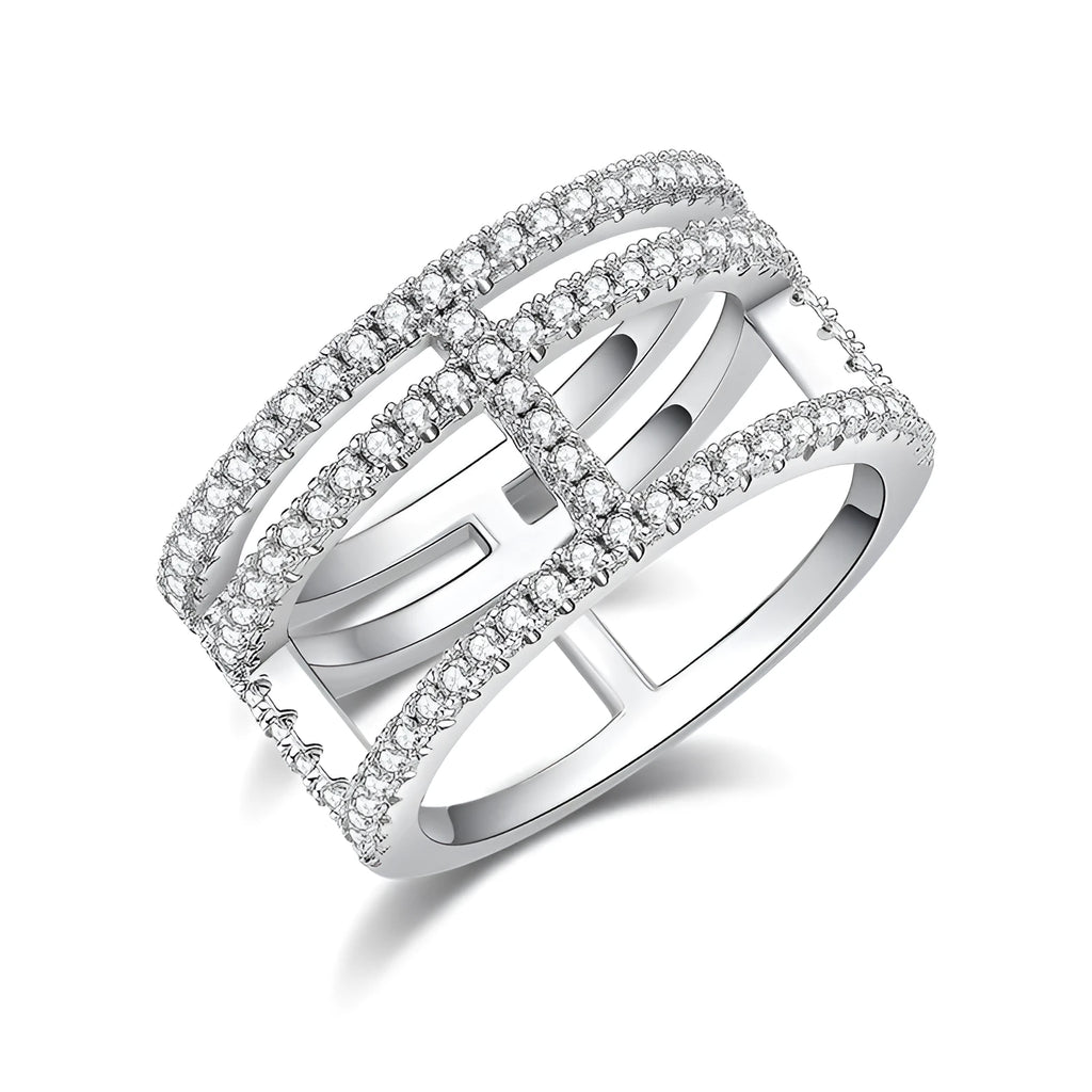 Moissanite wedding ring S925 silver platinum-plated with diamond pen test