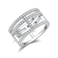 Moissanite wedding ring S925 silver platinum-plated with diamond pen test