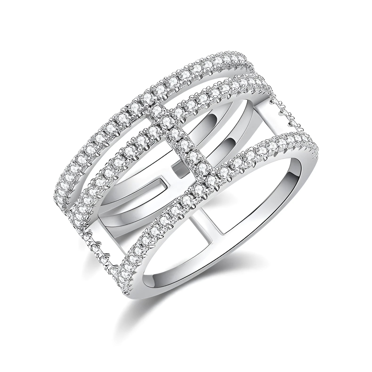 Moissanite wedding ring S925 silver platinum-plated with diamond pen test