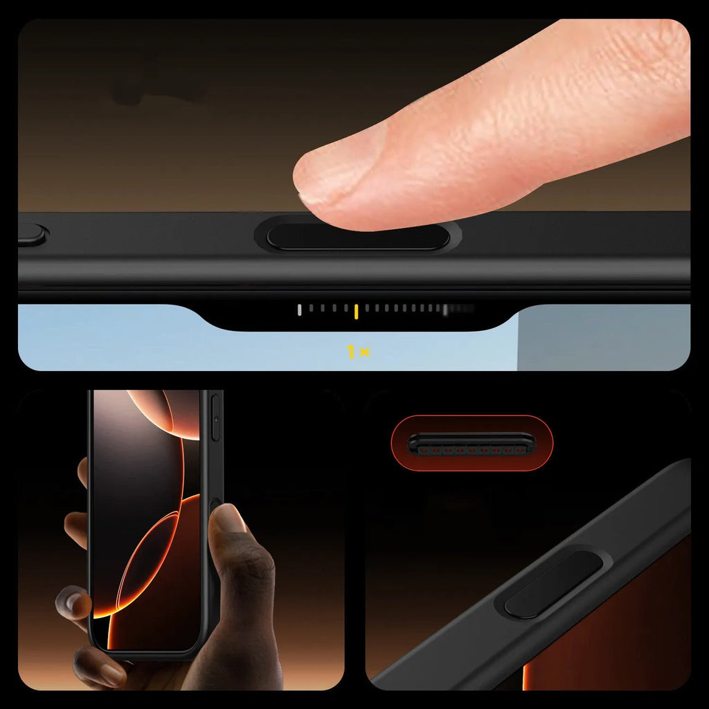 Black transparent magnetic iPhone 16 case with airbag corner protection