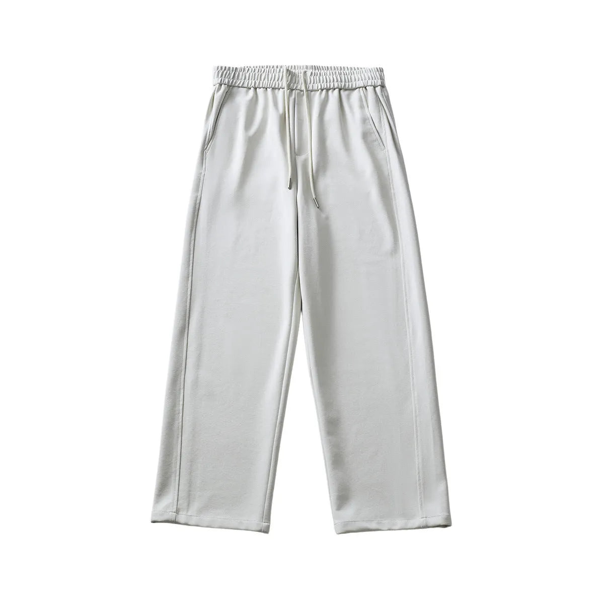 Men's straight-leg casual trousers in Paris grey with high waist and lace-up detail