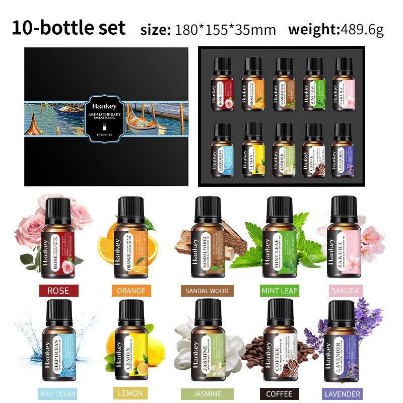 Boxed set of water-soluble aromatherapy essential oils in various size options