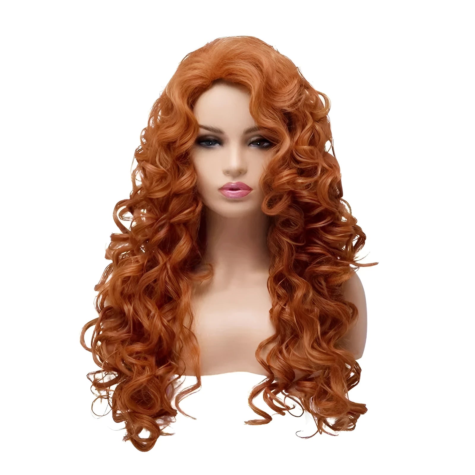 Brown long curly cosplay wig with instant noodles-style fluffy texture for Halloween and exotic costumes