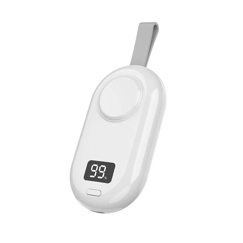 Black and white plastic wireless power bank for V5 watch with Type-C cable.