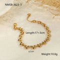 Women's stainless steel bracelet with hollowed-out geometric heart design in gold or steel colour