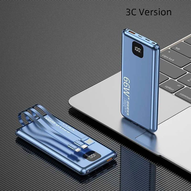 PD66W fast charge power bank 20000 mAh plastic shell cool black with cable