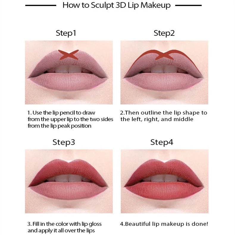 Matte finish lip liner wood pencil in nude shades for long-lasting, waterproof wear.