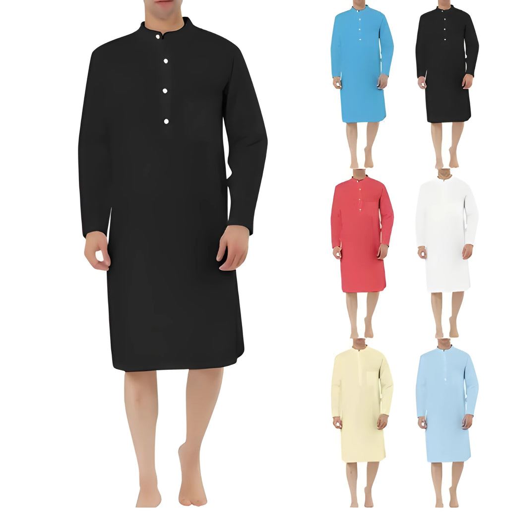 Men's cotton shirt robe with kangaroo pocket available in multiple colours and sizes