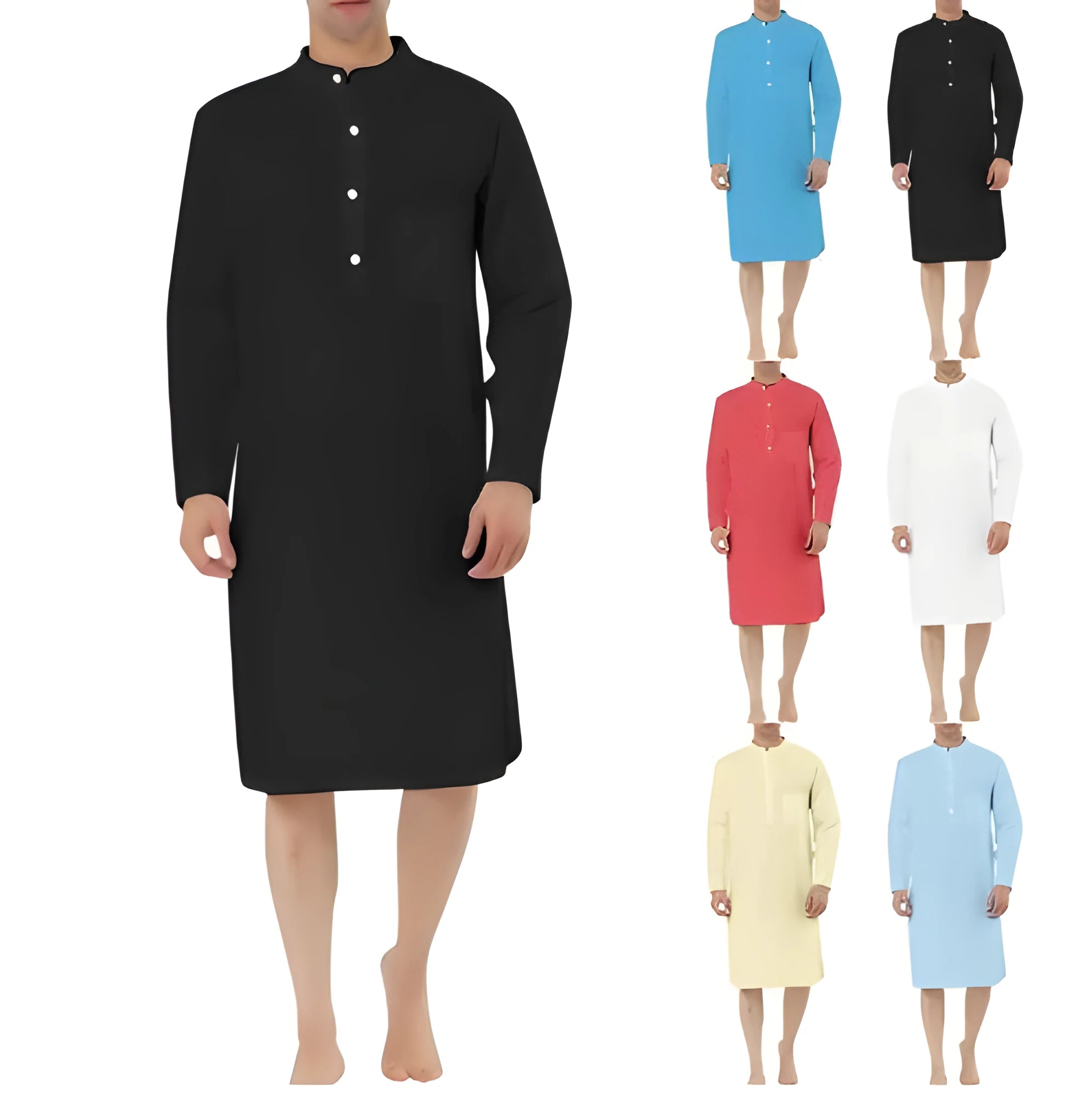 Men's cotton shirt robe with kangaroo pocket available in multiple colours and sizes
