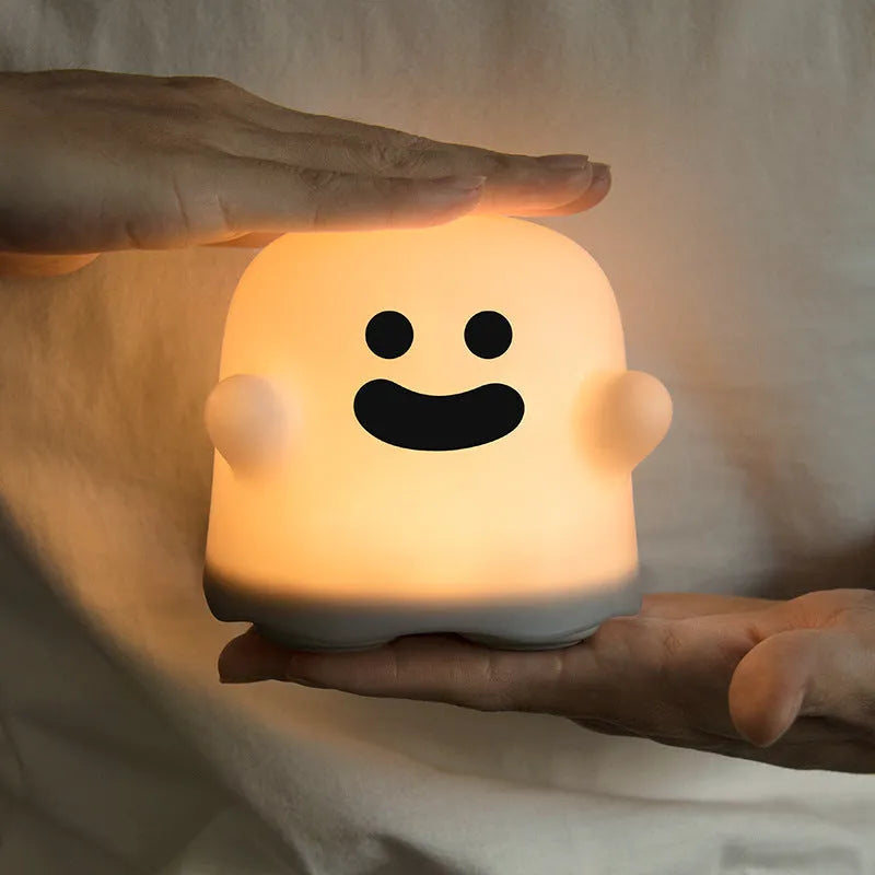 Soft silicone USB rechargeable night light with touch sensor base