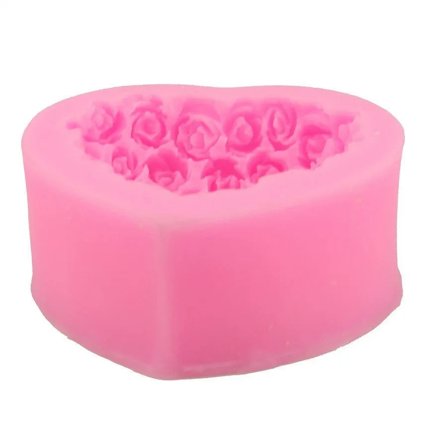 Pink love rose silicone mould for fondant chocolate crafts, Valentine's Day home supply