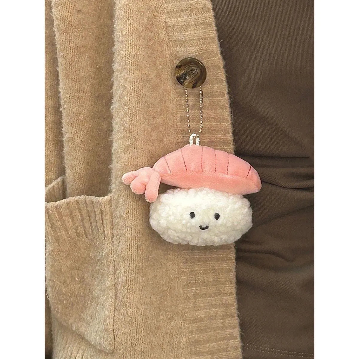 Plush pendant sweet shrimp sushi fish seed sauce design soft toy keychain charm