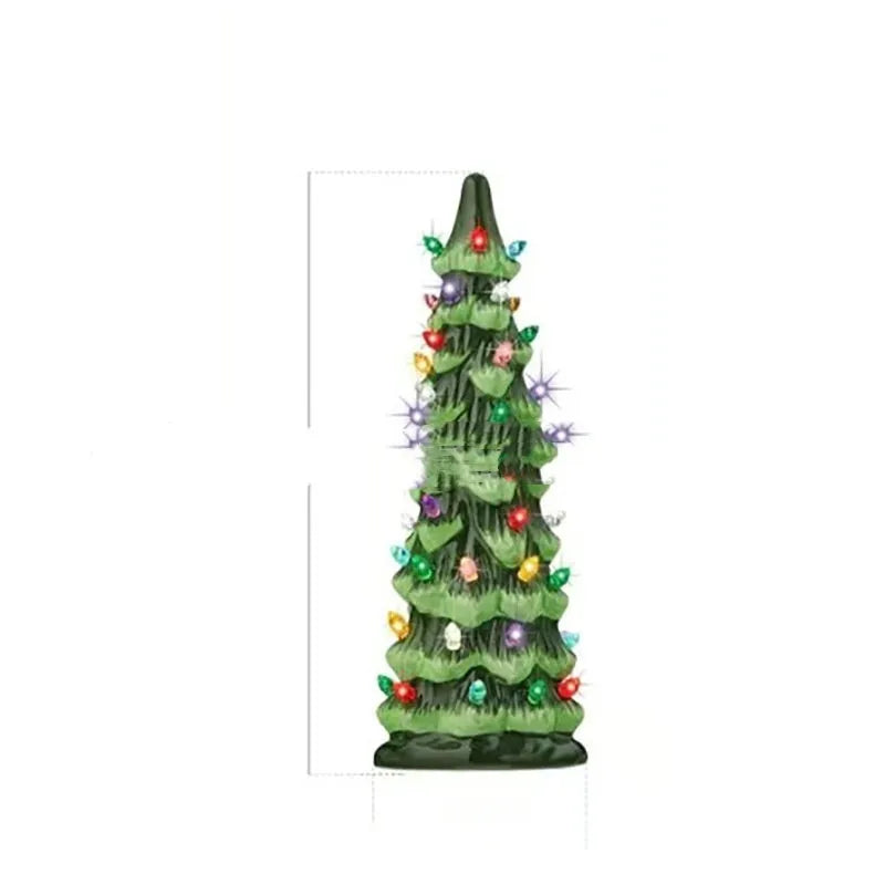 Set of three white resin Christmas tree lamp ornaments in 20cm, 25cm, and 30cm sizes with LED lights.