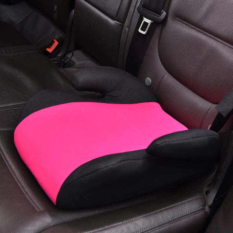 Portable children's car seat in knitted cotton and plastic for ages 3 to 12, shown in one of nine colour options