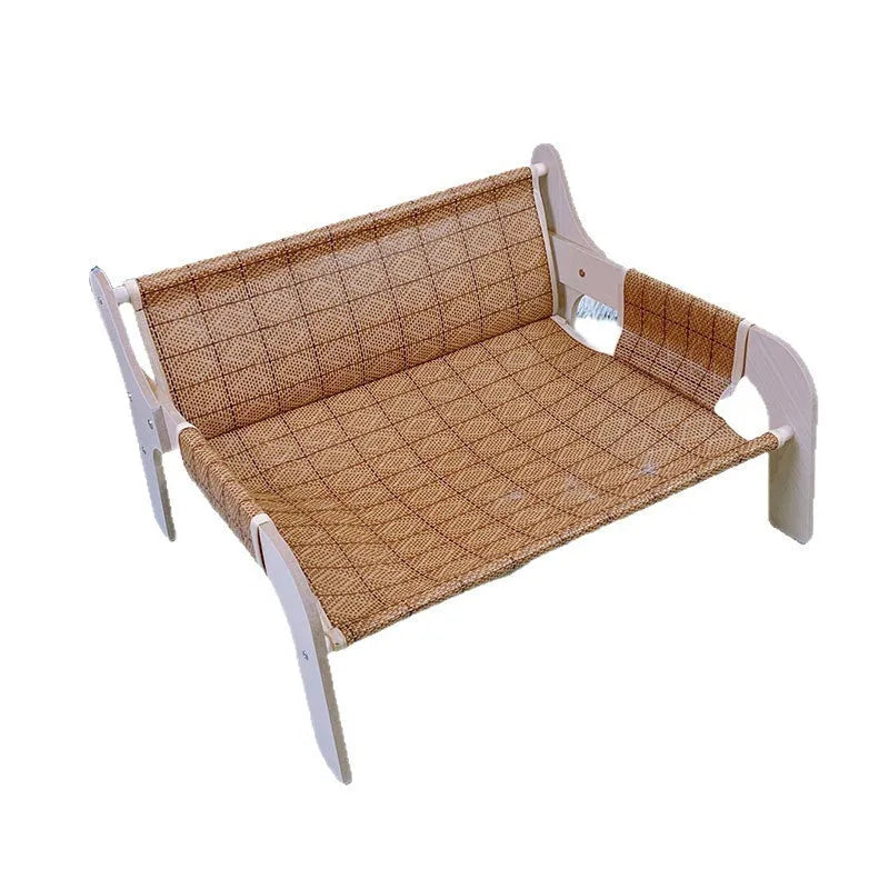 Wooden cat hammock bed, plus size 52x42x29cm, with viscose fibre pad or rattan mat