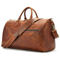 Vintage brown genuine leather large crossbody bag with strap shown open.