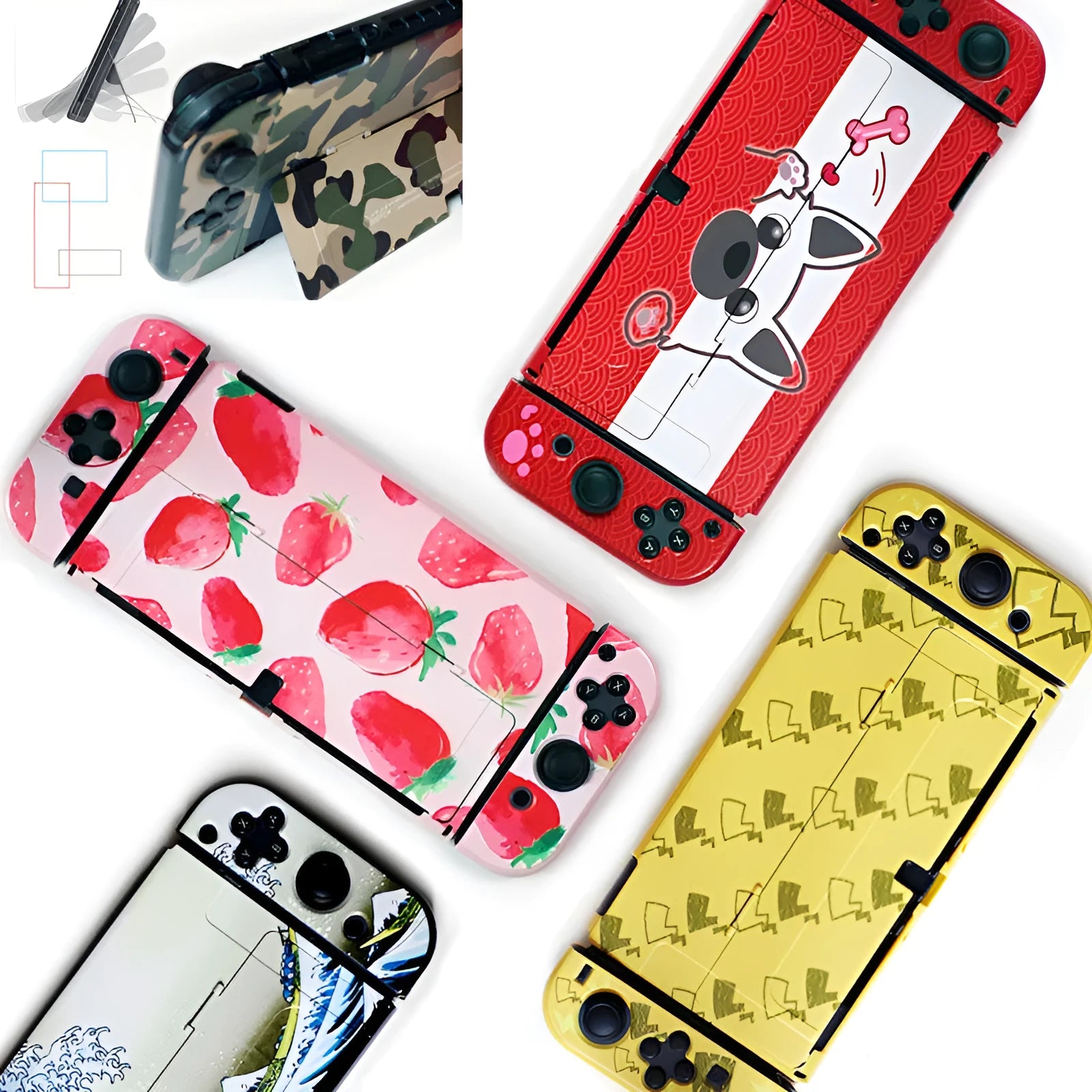 Hard protective case for Nintendo Switch OLED console with various shell pattern options