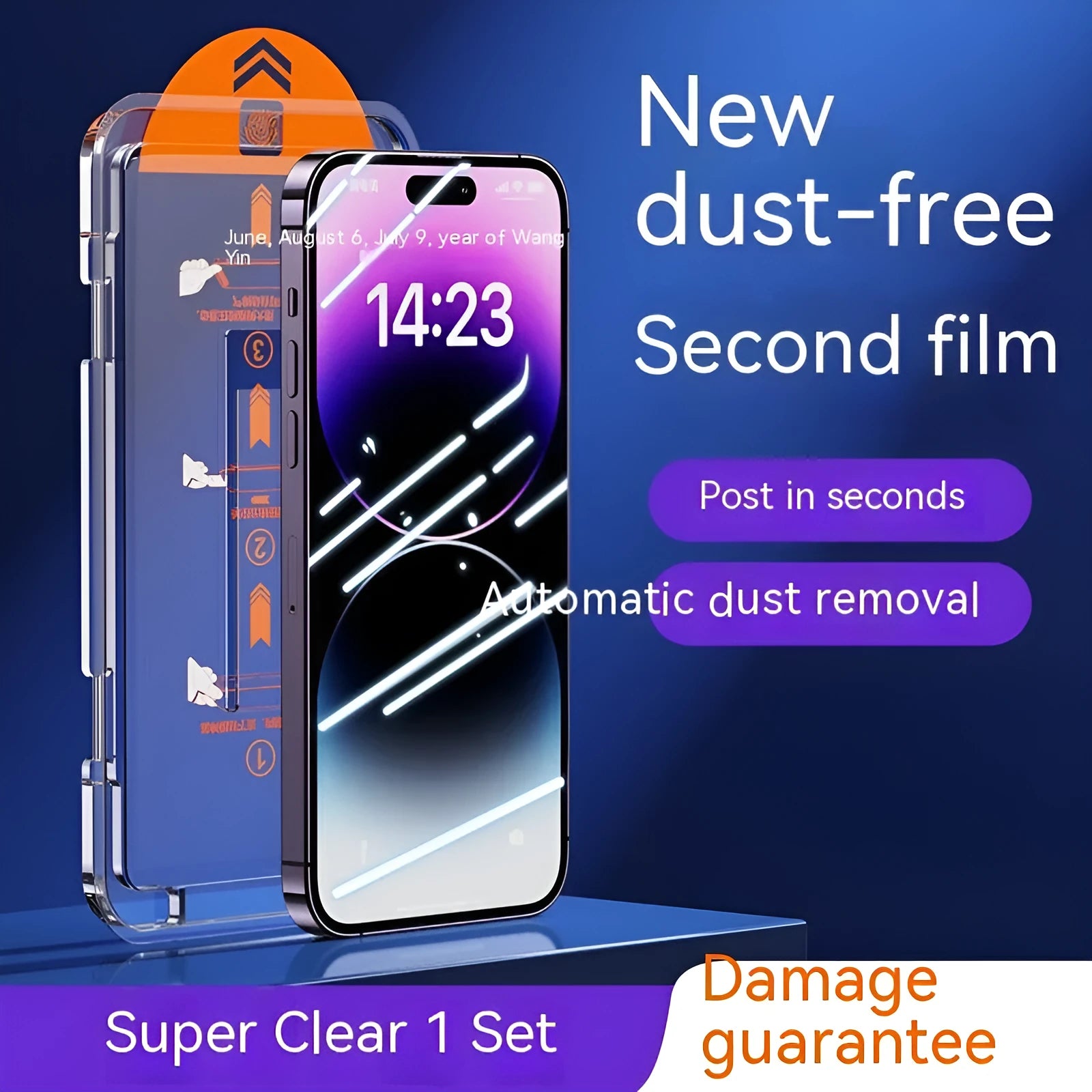 Dust-free warehouse tempered glass screen protector kit for iPhone with privacy dustproof net