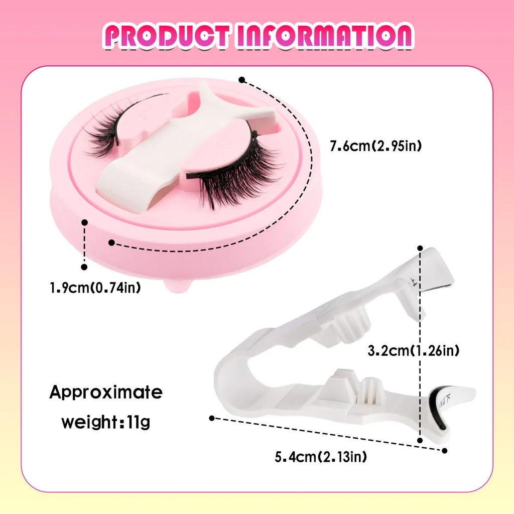 Reusable waterproof false eyelashes with glue-free design in five natural thickness styles