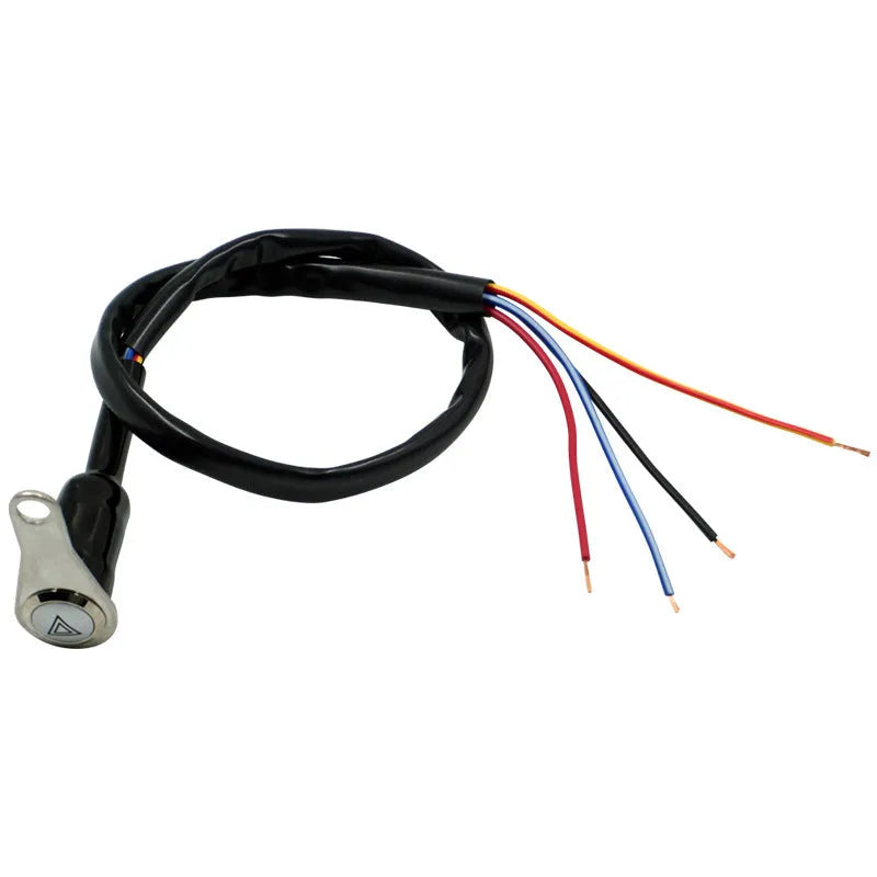 Black stainless steel motorcycle double flash switch with illuminated light ring and 7mm installation aperture