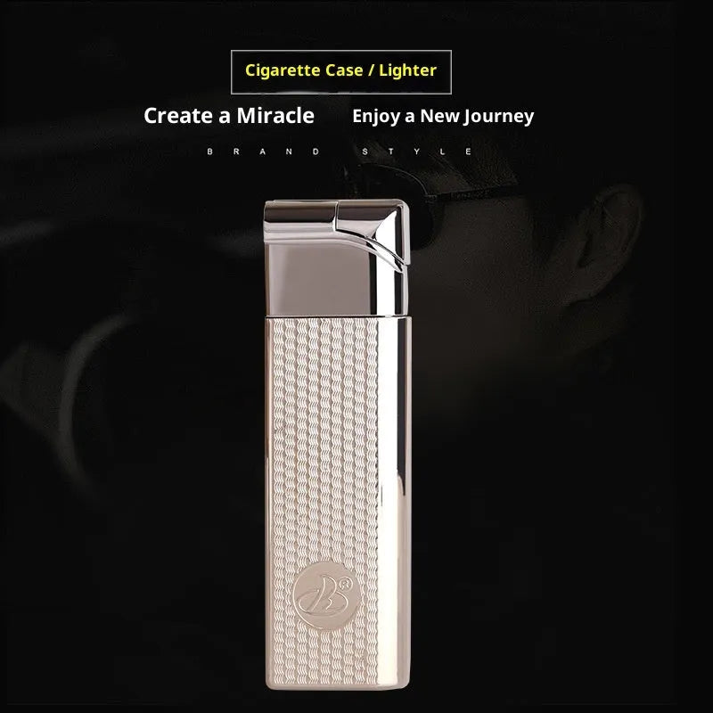 Leather cigarette case with windproof metal lighter, DH-8923 model, modern simplicity style