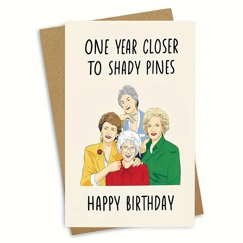 Simple printed birthday greeting card with matching envelope in modern design