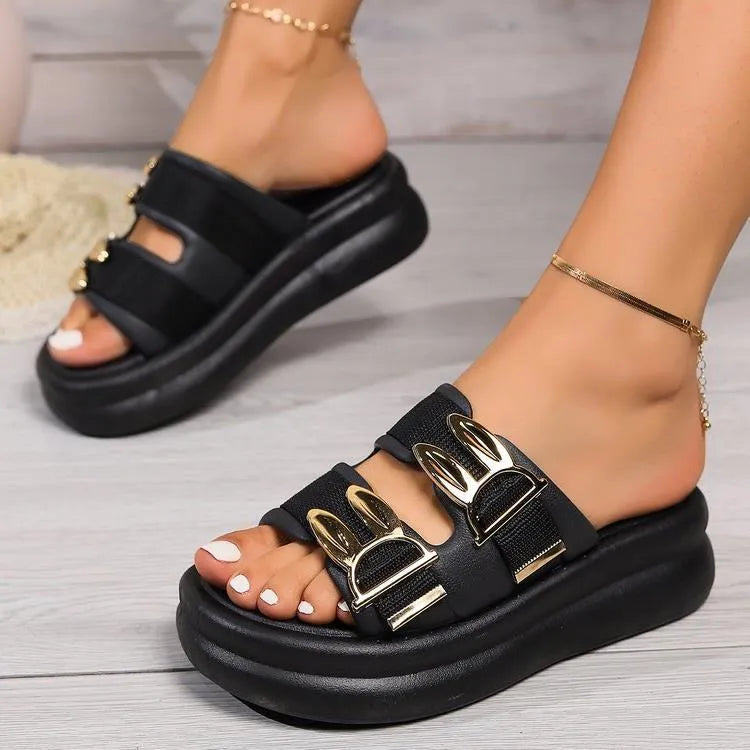Women's thick sole suede slippers in apricot, black, or milky white colours