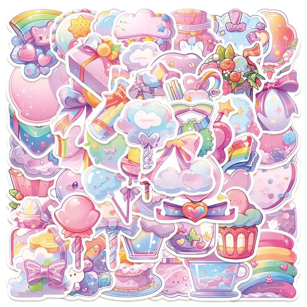 Pack of fresh candy theme decorative waterproof stickers, each measuring between 4 and 7 centimetres.