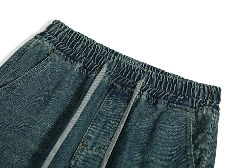 Men's cotton denim fashion work trousers in blue or gray, available in sizes M L XL