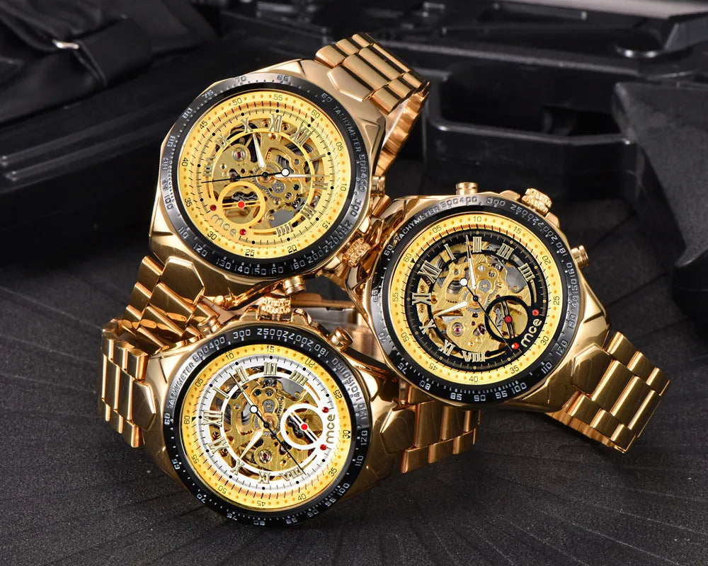 MCE men's explosion-proof mechanical watch on wrist, showing robust case and clear dial.