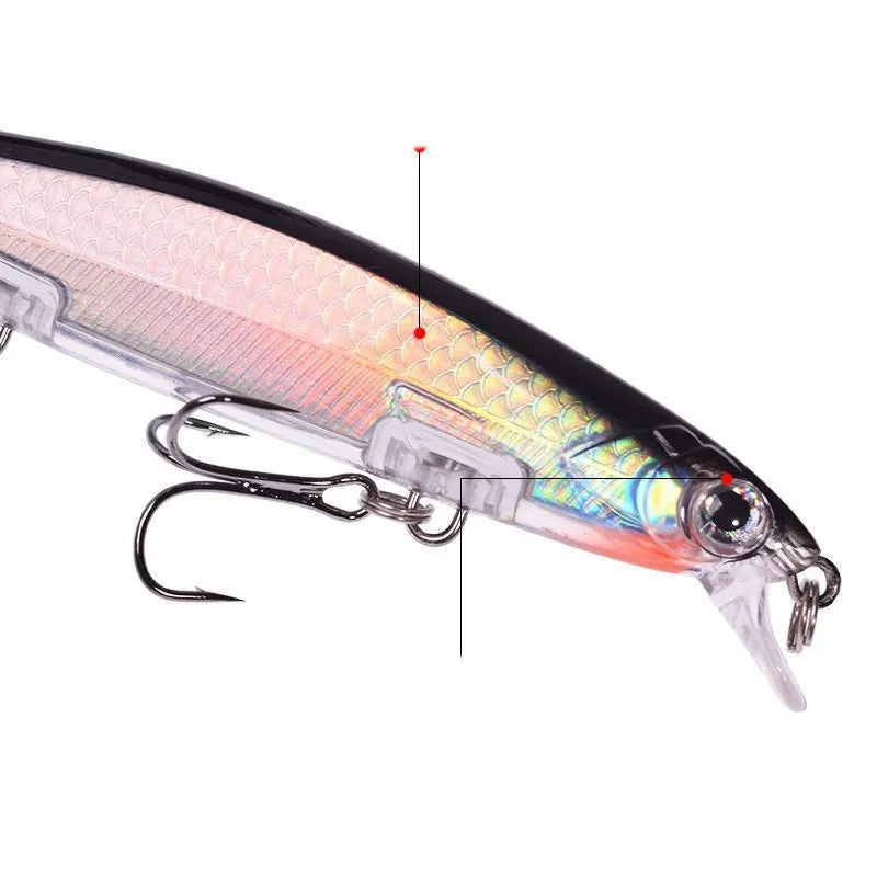 Tossing Submerged Suspended Mino Lure soft plastic fishing bait, 11cm long, in assorted colours.