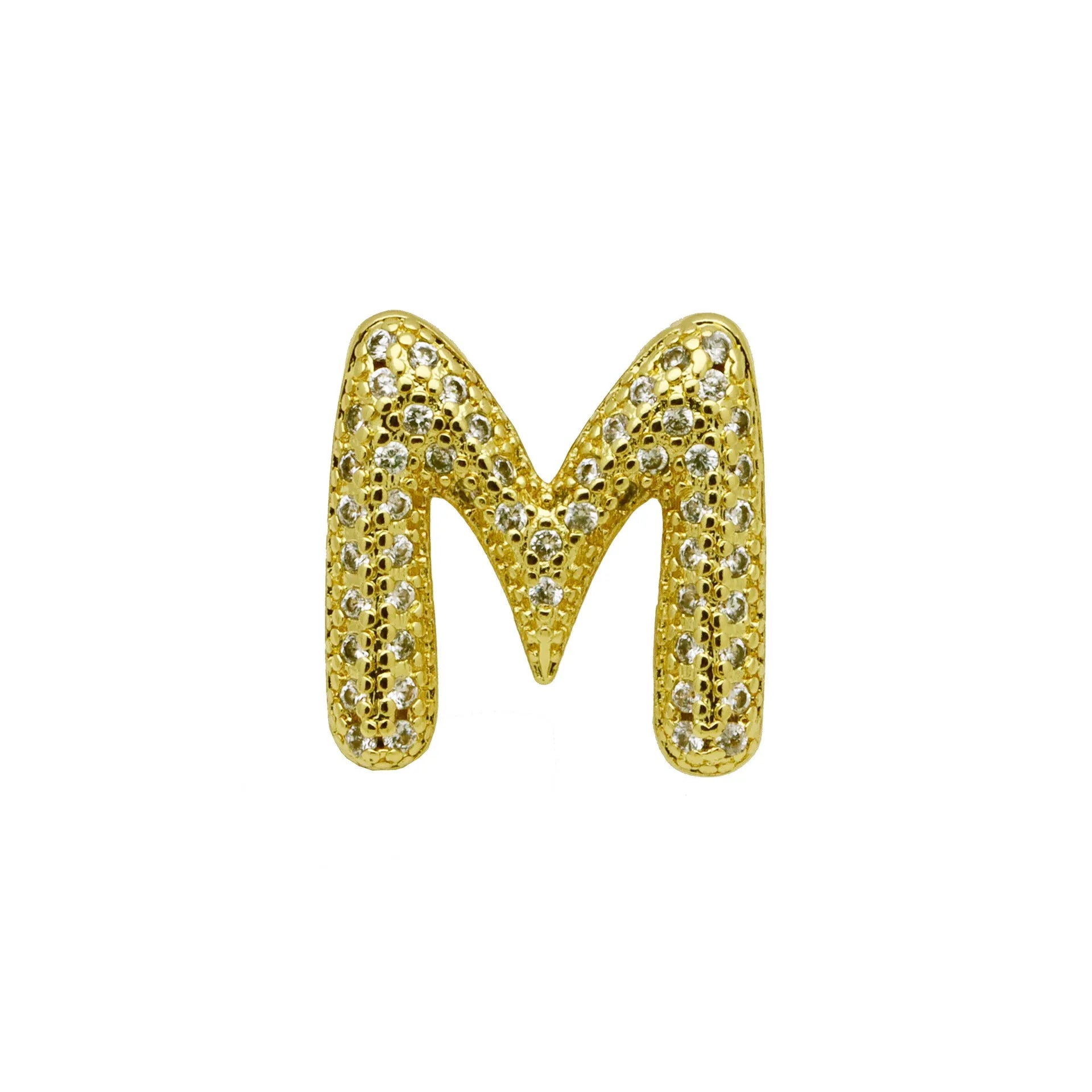 Copper letter bracelet with zirconium inlay showing detailed English character modelling in gold finish