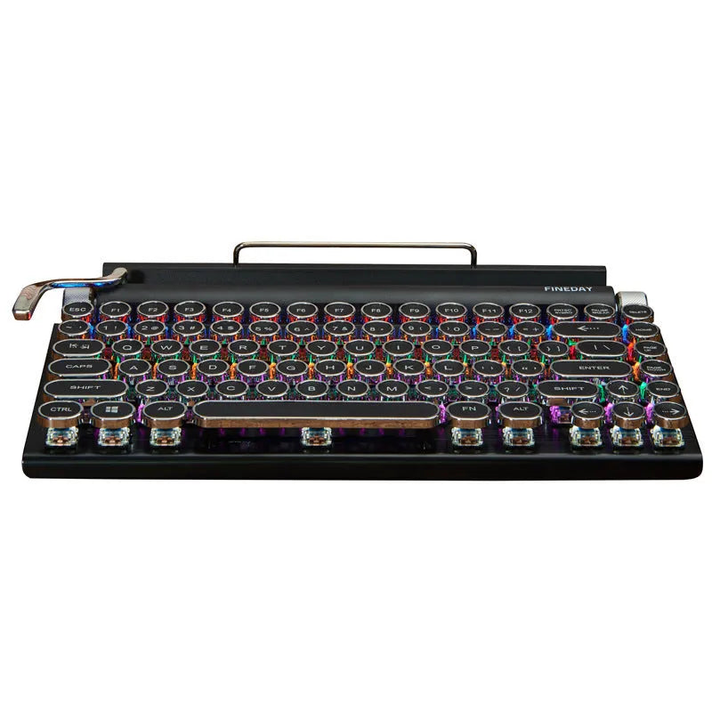 Black Dot retro typewriter mechanical keyboard with Bluetooth and seven-colour backlight