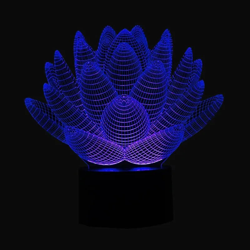 Modern lotus-shaped acrylic night light with touch switch and LED illumination.