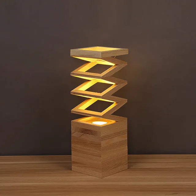 Creative solid wood table lamp with 120X120 base in European style for 220V use