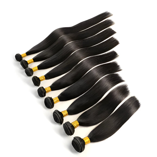 Brazilian real hair wig in natural black colour machine-made mechanism construction for women