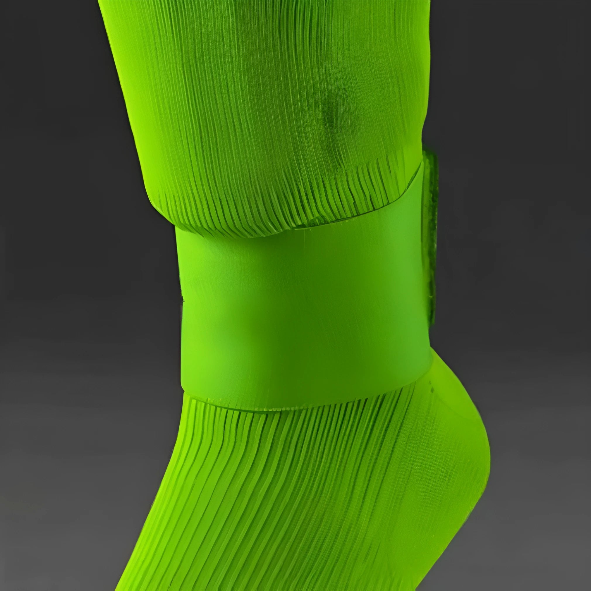 Silicone rubber shin guard fixing strap in red, shown stretched
