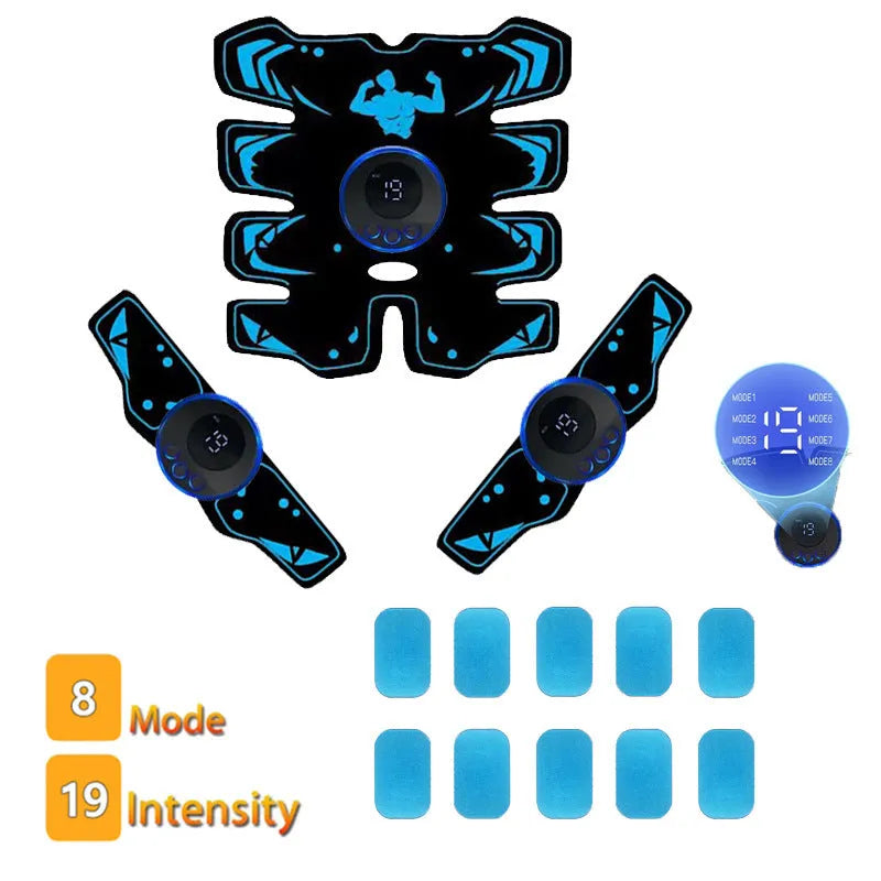 EMS8 rechargeable abdominal muscle trainer three-piece set with gel pads for home and travel use