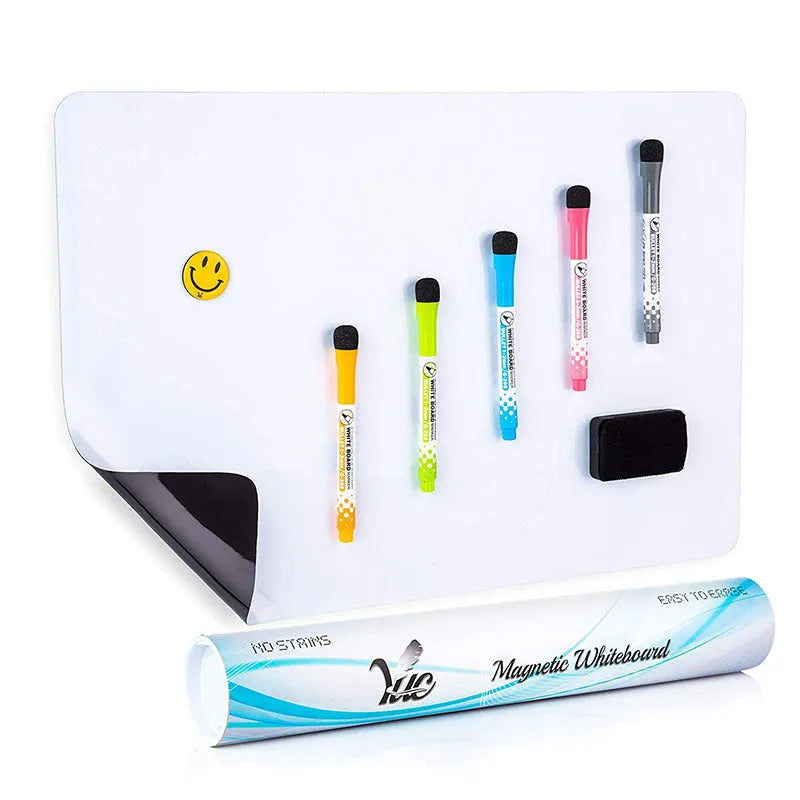 A3 magnetic soft whiteboard 297x420mm with PET whiteboard film and rubber magnetic backing, 0.35mm thick