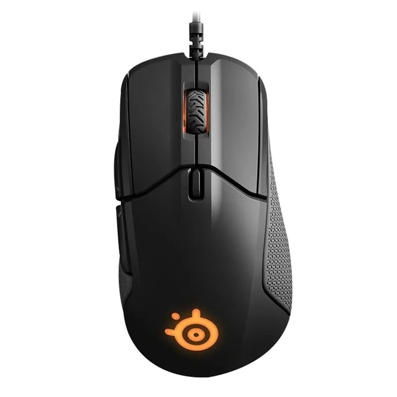 Black wired mechanical gaming mouse with ergonomic design USB interface