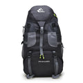 50L waterproof foldable nylon backpack in red with adjustable straps and chest belt