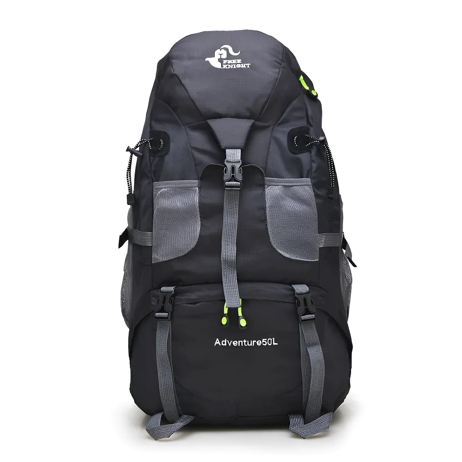 50L waterproof foldable nylon backpack in red with adjustable straps and chest belt