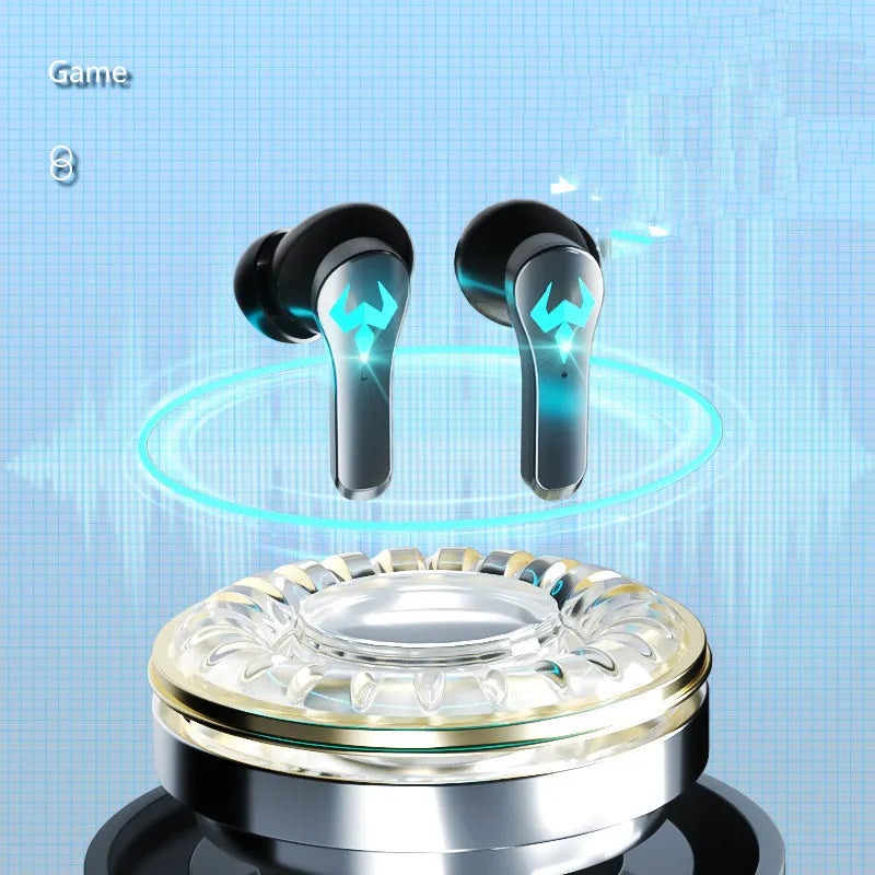 Black wireless in-ear sports gaming headset with Bluetooth 5.0 connectivity