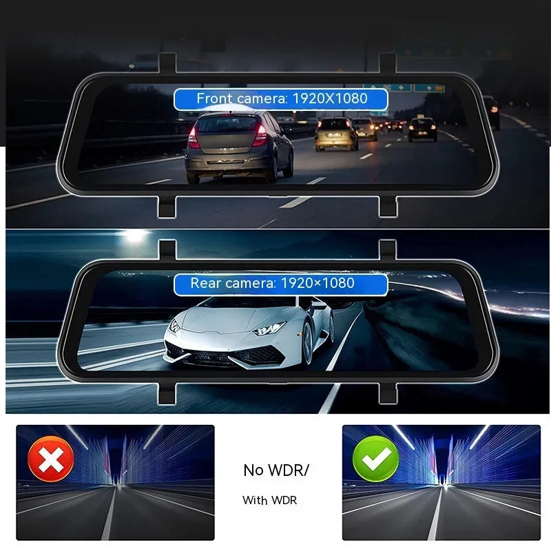 9-inch universal touch screen dual camera wireless car GPS navigation unit in black with HD display