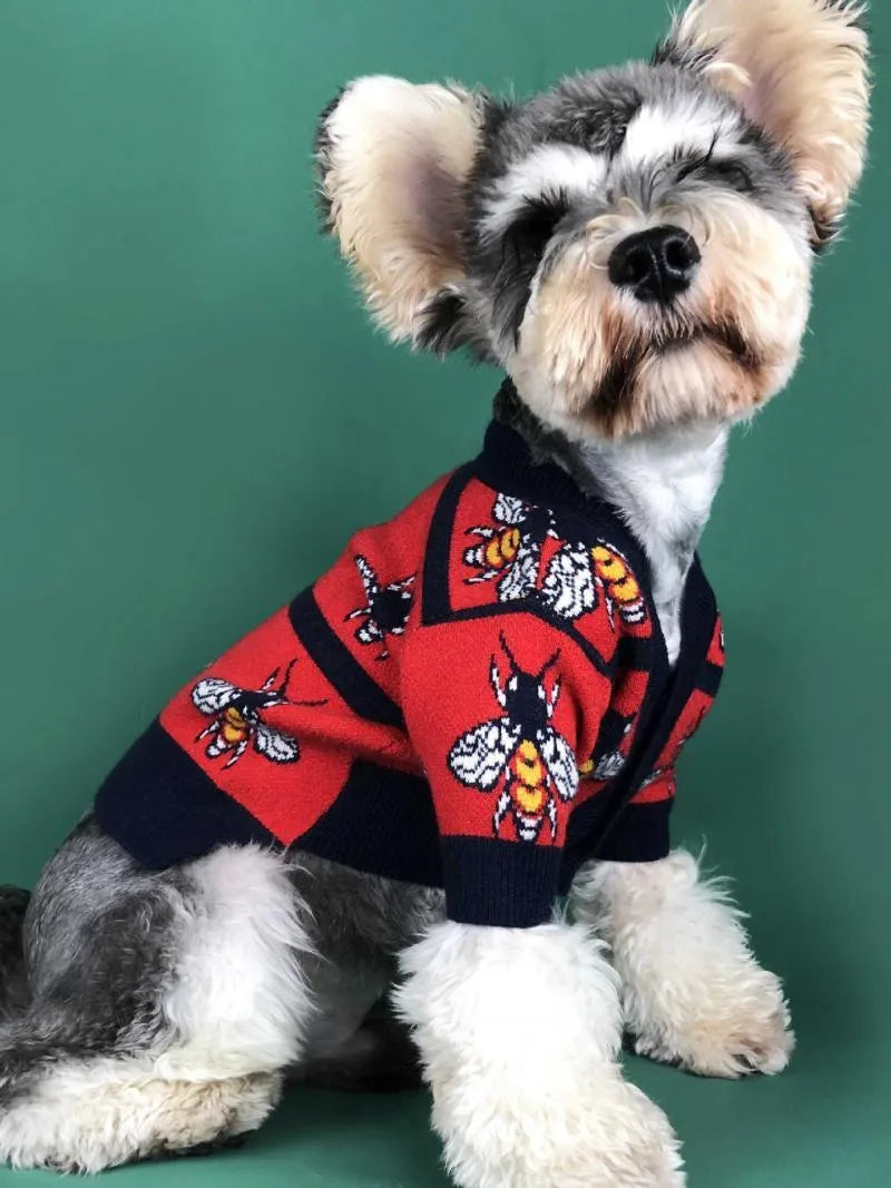 Coral fleece dog jumper in purple or red, sizes S to XXL, for autumn winter pet warmth