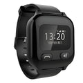 Black Aiqiangua S3 smartwatch for elderly GPS tracking on a wrist.
