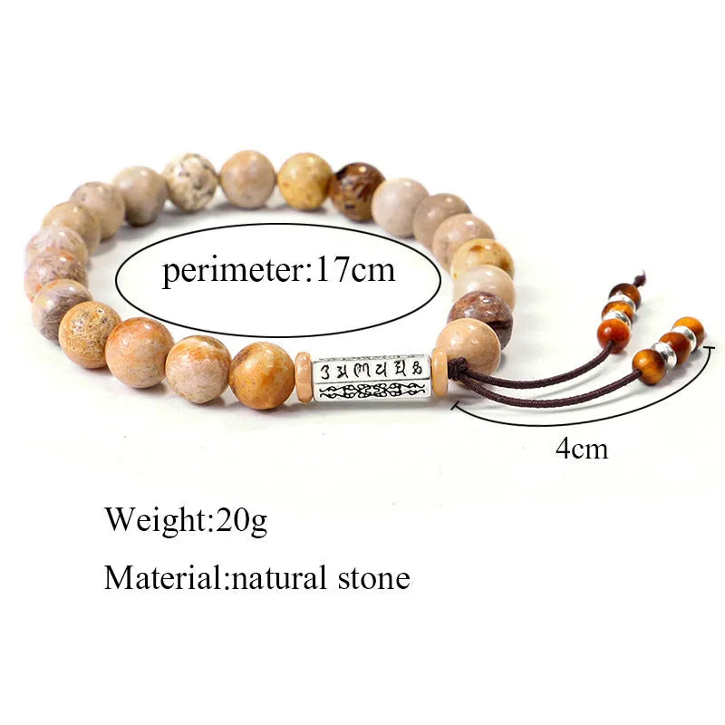 Handmade stone bracelet with wood colour finish in European American retro style